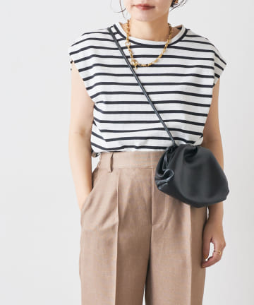 natural couture(ナチュラルクチュール) 袖口タック厚手ノースリT