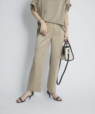 【上品な光沢感】サテンフルレングスストレートパンツ