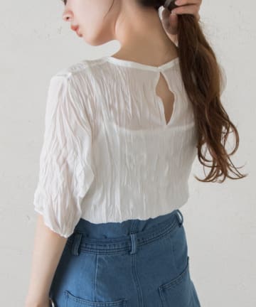 楊柳シフォン半袖TEE