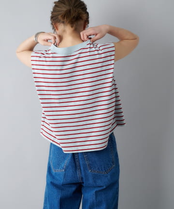ボーダーボックスノースリーブTシャツ