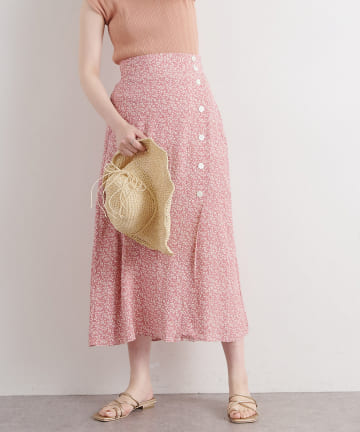 natural couture(ナチュラルクチュール) レトロ小花柄スリットスカート