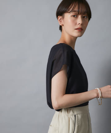 【セットで安心の一枚】インナー付きフレンチスリーブブラウス