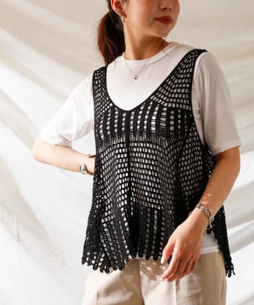 【着用動画あり】ニットキャミ付き半袖T