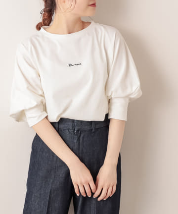 【Du noir】ロゴ刺繍ボリューム袖プルオーバー