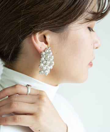【MODERN WEAVING】クラスターイヤリング/SILVER