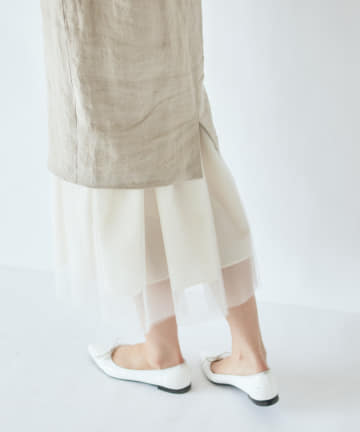 【洗える】重ねチュールリネンスカート