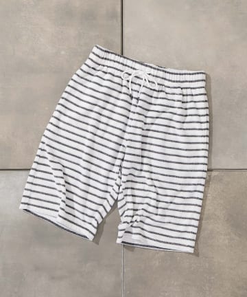 【MEN'S】パイルボーダーショートパンツ/ルームウェア(セットアップ可)