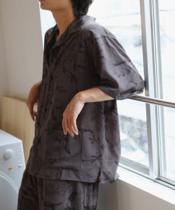 ＊【WHIMSIC】CABANA SHIRT-FLOWER LINE ART