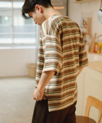 【WHIMSIC】MULTI BORDER TRIM T-SHIRTS
