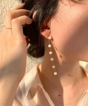 【WEB限定】淡水ドロップチェーンピアス