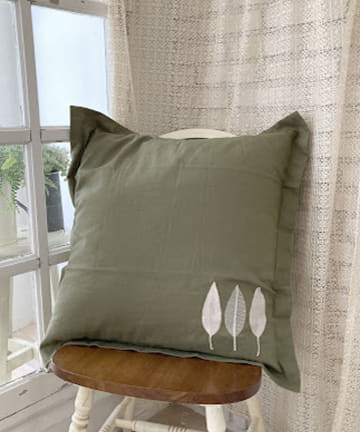 【PAL CLOSET限定】リーフ刺繍クッション（グリーン）