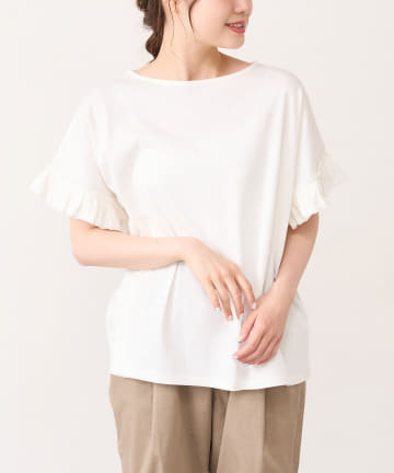 【WEB限定・Du noir】防水・防油・UV機能素材袖フリルTシャツ