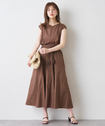 natural couture(ナチュラルクチュール) ウエスト絞りワンピース
