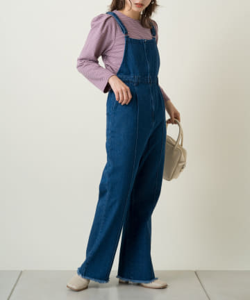 OUTLET(アウトレット) 【Kastane】デニムフレアサロペット