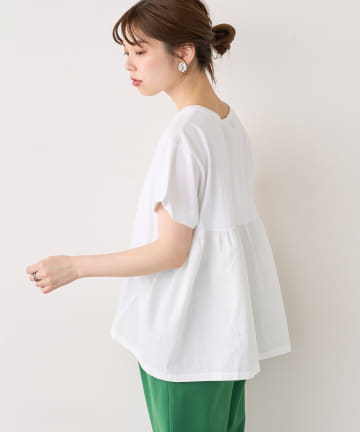 natural couture(ナチュラルクチュール) USAコットンバックフリルデザインTシャツ