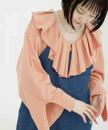 OUTLET(アウトレット) 【Kastane】裁ち切り衿フリルプルオーバー