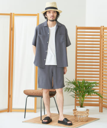 【2点セット】開襟ハーフパンツ セットアップ