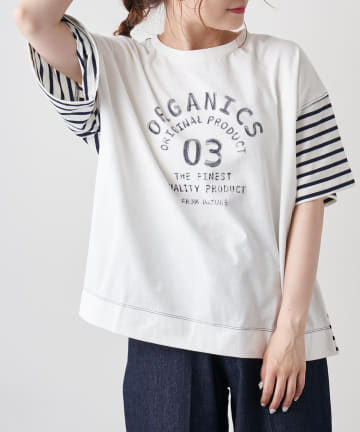 【サステナブル】変わりボーダーTシャツ