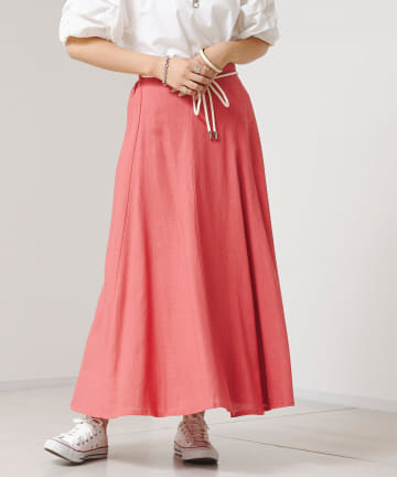 Chez toi(シェトワ) ロープベルト付カラーリネンフレアスカート