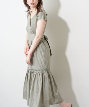 natural couture(ナチュラルクチュール) 【WEB限定】バックリボンドッキングティアードワンピース