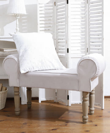 【shabby white】脚付きロングスツール（ホワイト）