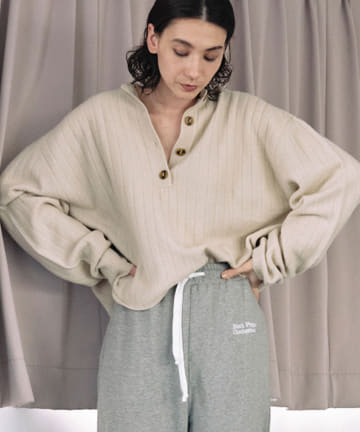 ヘンリーネックショートリブニット【オンラインストア限定商品】