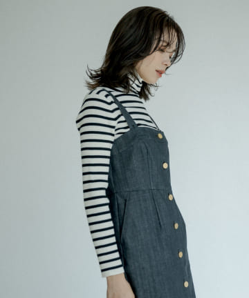 【洗える】デニムビスチェワンピース