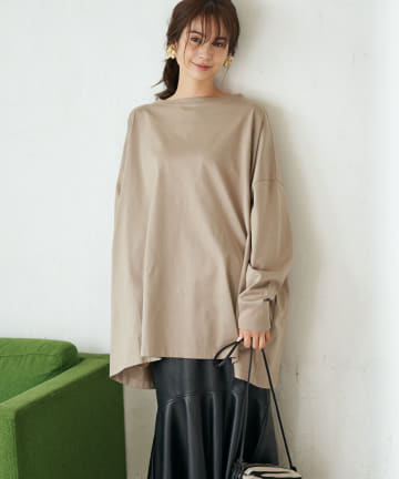 【手洗い可】ビッグシルエットチュニックカットソー