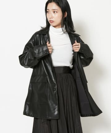シンセティックレザーシャツジャケット