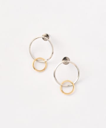 ＃Pink Owl Bijouツートンダブルリングピアス