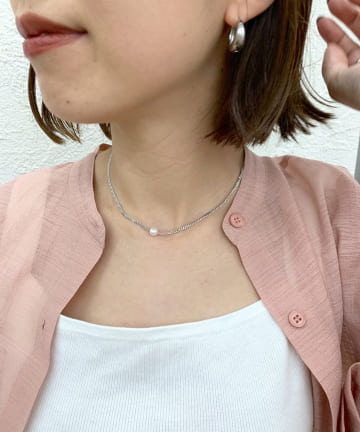 【WEB限定】スワロフスキーパール×シルバー925ミニマルネックレス