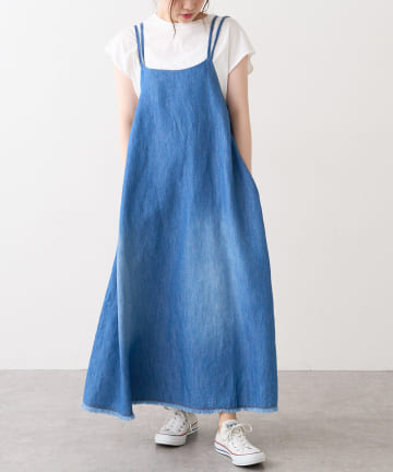 【WEB限定】綿麻デニムキャミワンピース