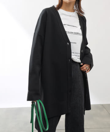 【WEB・一部店舗限定】エステルヤーンVネックチュニック丈カーディガン