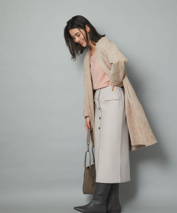 【きれいめにもカジュアルにも着回せる】スエードカルマネックロングコート