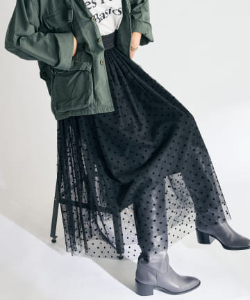 ドットチュールギャザースカート