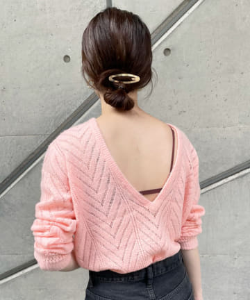 2WAY透かし柄ニットプルオーバー