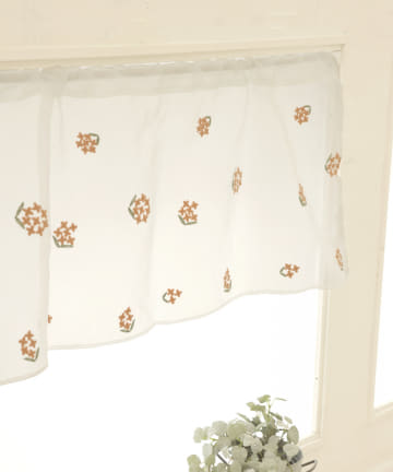 刺繍カフェカーテン：キンモクセイ柄