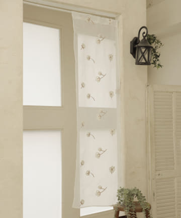 刺繍セパレートカーテン：コットンフラワー柄