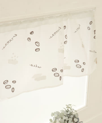 刺繍カフェカーテン：コーヒー柄