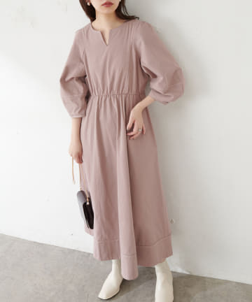 natural couture(ナチュラルクチュール) 【WEB限定】ランタンスリーブワンピース