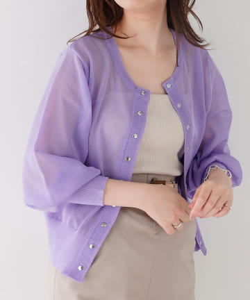 natural couture(ナチュラルクチュール) ドット釦シアーカーディガン