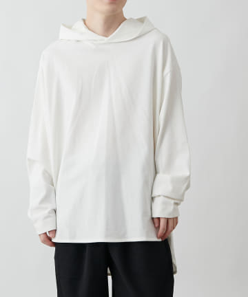 ソフトコットンスムースフード長袖Tシャツ