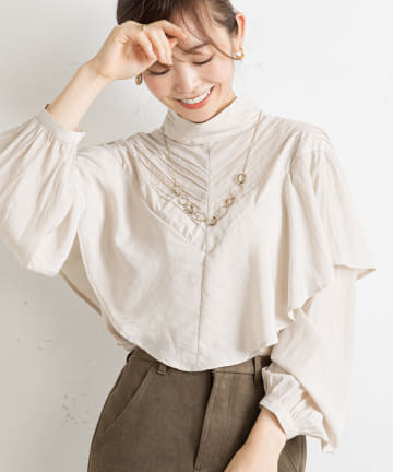 prose verse(プロズヴェール) デコルテピンタックフリルブラウス