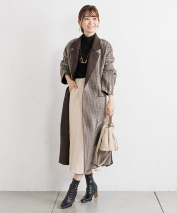 prose verse(プロズヴェール) 【M/Lサイズ展開】チェック柄サイドスリットロングコート