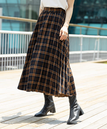 【ウエストゴム仕様】チェック柄リバーシブルスカート