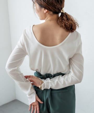 OUTLET(アウトレット) 【mystic】背中開きメロウロングTシャツ