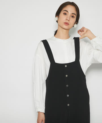 【モードな雰囲気・手洗い可】ダブルクロスサロペット