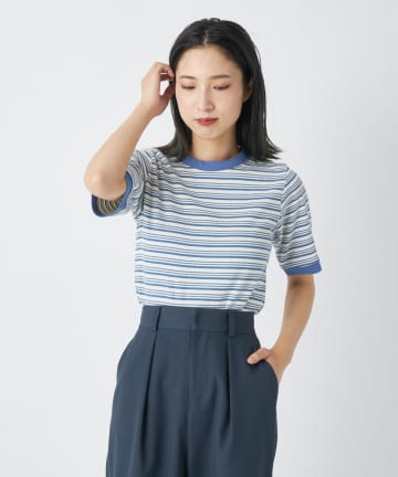 リブボーダーリンガーTシャツ