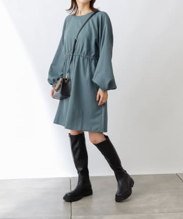 【WEB・一部店舗限定】ジョゼットウエストギャザーミニワンピース