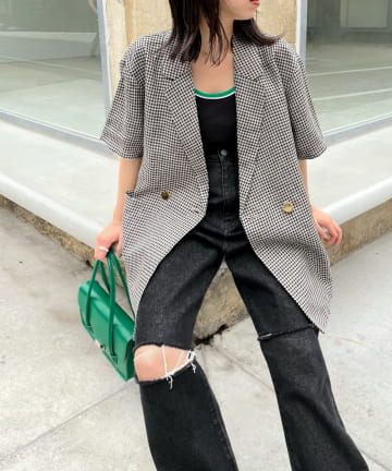 チェックダブルジャケット